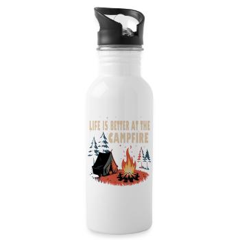 Life Is Better At The Campfire Funny Camping cool - Gourde avec paille intégrée - blanc - Droite