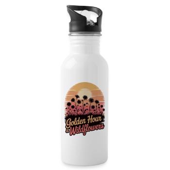 Sunset with wildflowers - Water bottle with straw - white - Right
