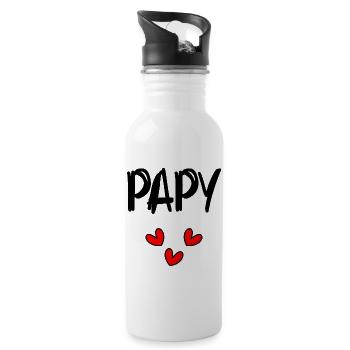 PAPY. PAPA. FÊTE DES PÈRES. BONNE FÊTE PAPA - Gourde avec paille intégrée - blanc - Droite