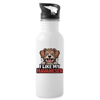 J’aime mon amour de chien bichon havanais - Gourde avec paille intégrée - blanc - Droite