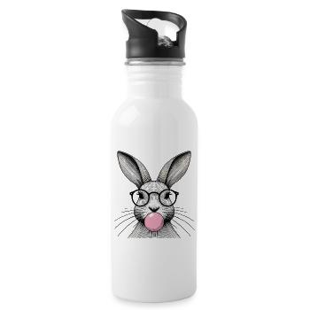 Ostern Hase Mit Brille Kaugummiblase Retro Stil - Trinkflasche mit integriertem Trinkhalm - Weiß - Rechts