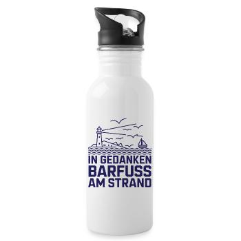 Baltic Sea North Sea coast Barefoot on the beach in thoughts - Water bottle with straw - white - Right