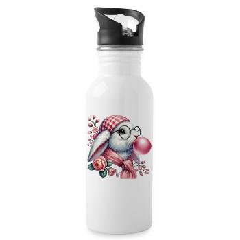 Ostern Hase Retro Stil Cottagecore Ästhetik - Trinkflasche mit integriertem Trinkhalm - Weiß - Rechts