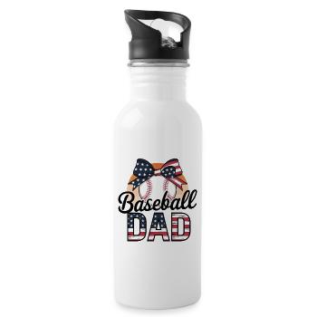 Baseball Dad Stolz Amerikanische Flagge Schleife - Trinkflasche mit integriertem Trinkhalm - Weiß - Rechts