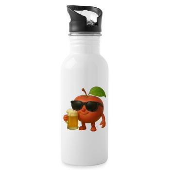 Apfelbier - Trinkflasche mit integriertem Trinkhalm - Weiß - Rechts