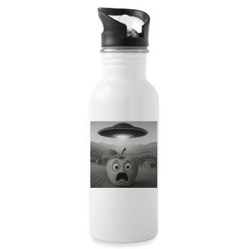 Apfel - Trinkflasche mit integriertem Trinkhalm - Weiß - Rechts