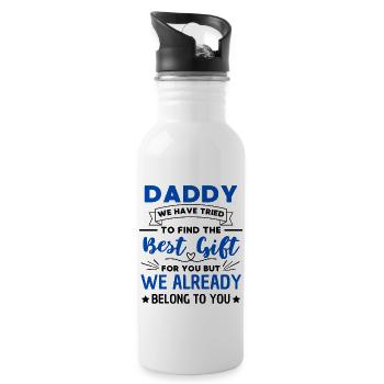 Dad Saying Gift from Kids - Water bottle with straw - white - Right