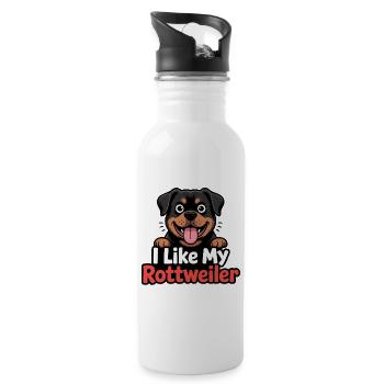 I like my Rottweiler Hundeliebe - Water bottle with straw - white - Right