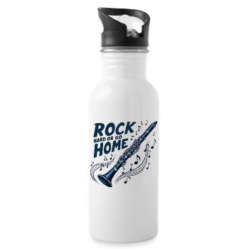 Clarinet Rock Hard or go Home - Water bottle with straw - white - Right