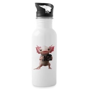 Axolotl - Trinkflasche mit integriertem Trinkhalm - Weiß - Rechts