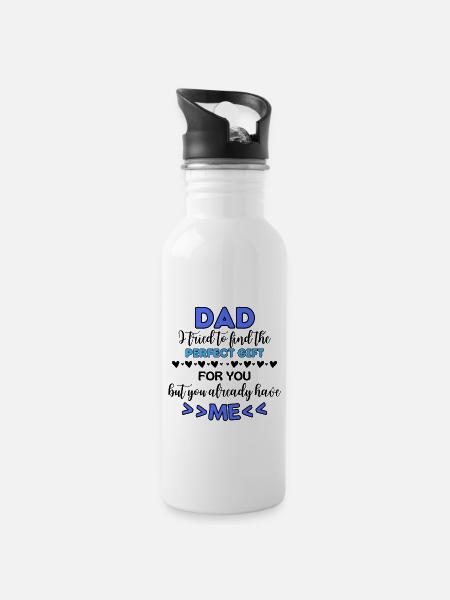 Lustiger Papa Spruch Vatertagsdesign - Trinkflasche mit integriertem Trinkhalm - Weiß