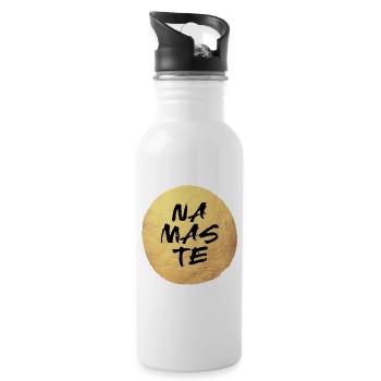 Yoga Kreis Namaste Handschrift Gold Luxus Indien - Trinkflasche mit integriertem Trinkhalm - Weiß - Rechts