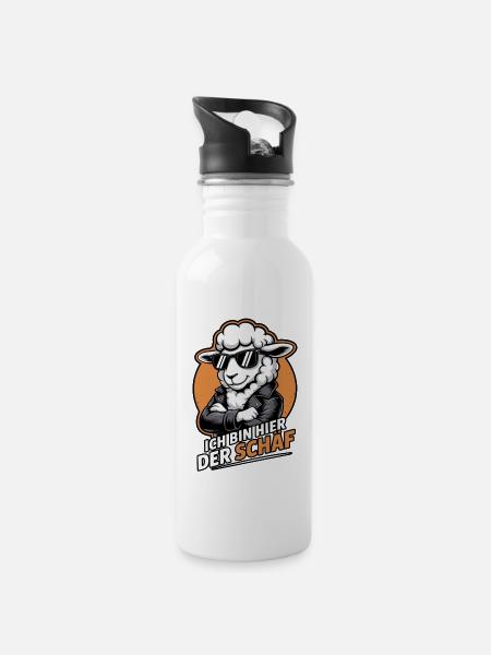 Chef Geschek | Teamleiter | Ich bin hier der Schäf - Trinkflasche mit integriertem Trinkhalm - Weiß