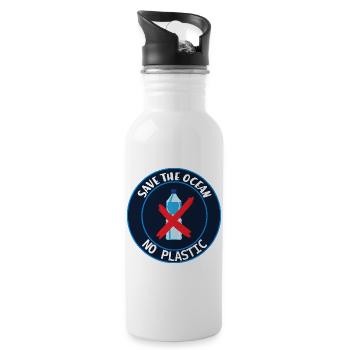 Retten Sie den Ozean - Trinkflasche mit integriertem Trinkhalm - Weiß - Rechts