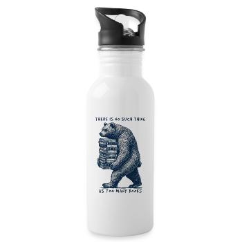 Funny book lover bear statement for book fan - Water bottle with straw - white - Right