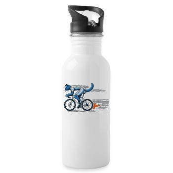 Cat on road bike design for bike lovers - Water bottle with straw - white - Right