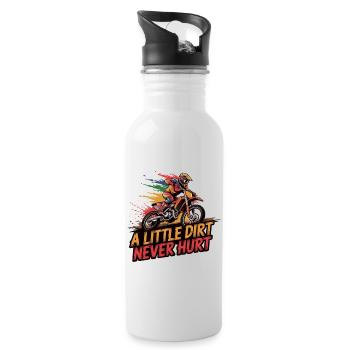 Motocross-Abenteuer beginnt Dreck gehört dazu - Trinkflasche mit integriertem Trinkhalm - Weiß - Rechts