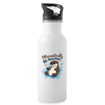 Ottermäßig cool – Lustiger Otter - Trinkflasche mit integriertem Trinkhalm - Weiß - Rechts