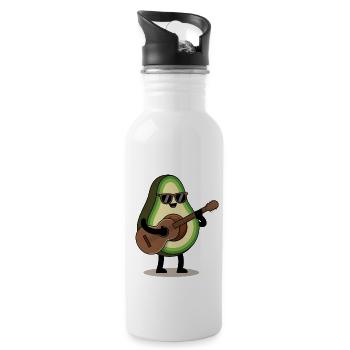 Lustiges Avocado Gitarre Design - Trinkflasche mit integriertem Trinkhalm - Weiß - Rechts