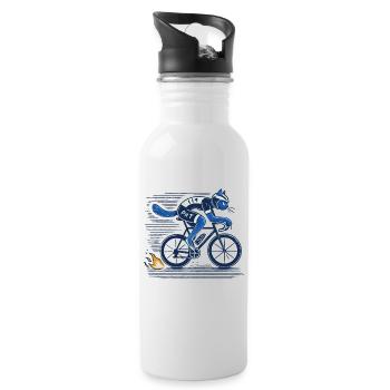 Vélo de route : un chat design pour les amateurs de cyclisme sportif - Gourde avec paille intégrée - blanc - Droite