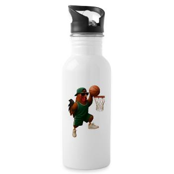 Huhn Hahn - Trinkflasche mit integriertem Trinkhalm - Weiß - Rechts