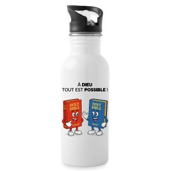Bibel T-Shirt - Trinkflasche mit integriertem Trinkhalm - Weiß - Rechts
