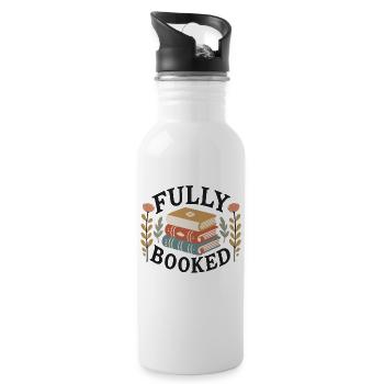 Florales Cottagecore Buch Design für Bibliophile - Trinkflasche mit integriertem Trinkhalm - Weiß - Rechts