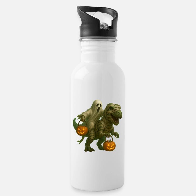 T-Rex - Trinkflasche mit integriertem Trinkhalm - Weiß