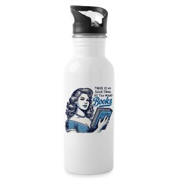 Retro book girl design for frequent readers with aesthetics - Water bottle with straw - white - Right