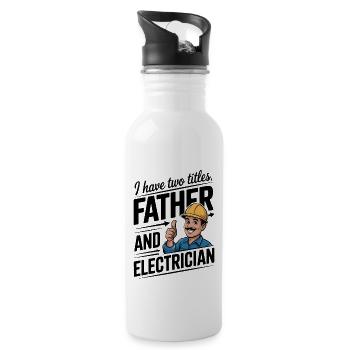 Electronics technician dad with electronics humor - Water bottle with straw - white - Right