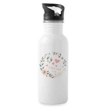 Funny Labor and Delivery Nurse Womens Retro Floral - Water bottle with straw - white - Right