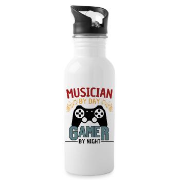 Musik trifft Gaming Design - Trinkflasche mit integriertem Trinkhalm - Weiß - Rechts