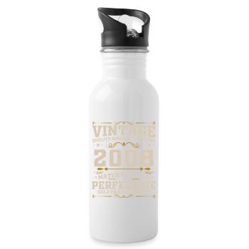18 Years 2008 Vintage Retro Birthday Gift - Water bottle with straw - white - Right