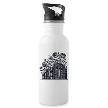 Bookworm Bookworm Book Lover in Cottagecore - Water bottle with straw - white - Right