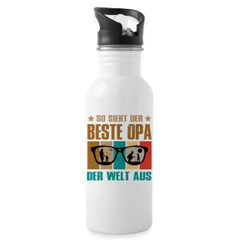 So Sieht Der Beste Opa Der Welt Aus - Trinkflasche mit integriertem Trinkhalm - Weiß - Rechts