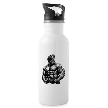 Bodybuilders Muscles Bodybuilding - Water bottle with straw - white - Right