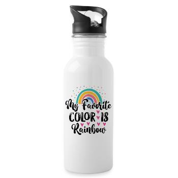 LGBTQ Pride Month - Meine Lieblingsfarbe ist Regenbogen - Trinkflasche mit integriertem Trinkhalm - Weiß - Rechts