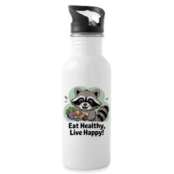 EAT HEALTHY LIVE HAPPY - Water bottle with straw - white - Right