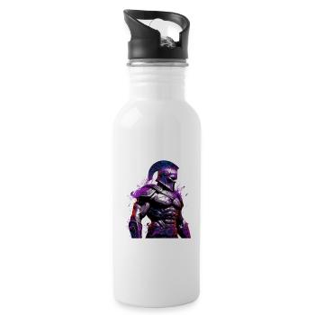 Spartaner Muskeln - Trinkflasche mit integriertem Trinkhalm - Weiß - Rechts