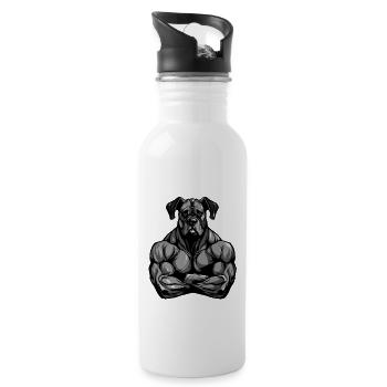 Dog muscles - Water bottle with straw - white - Right