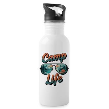 Camp Life – Pure Adventure - Water bottle with straw - white - Right