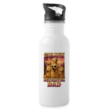 Golden Retriever - Trinkflasche mit integriertem Trinkhalm - Weiß - Rechts