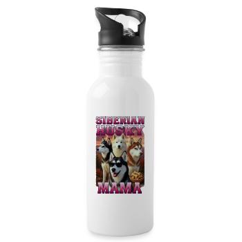Sibirischer Husky - Trinkflasche mit integriertem Trinkhalm - Weiß - Rechts