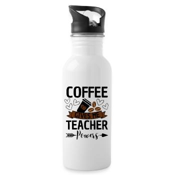 Lustiger Lehrer Spruch mit Kaffee - Trinkflasche mit integriertem Trinkhalm - Weiß - Rechts