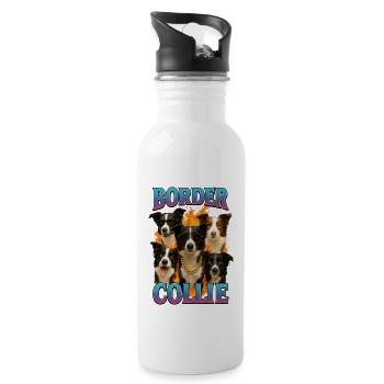 Border Collie - Trinkflasche mit integriertem Trinkhalm - Weiß - Rechts