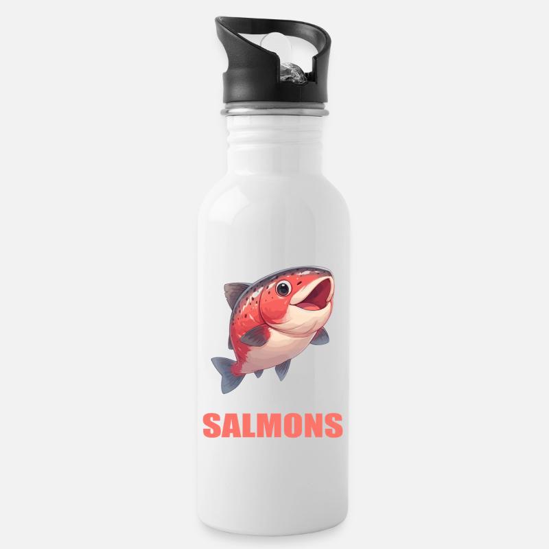 Saumon Saumon - Gourde avec paille intégrée - blanc