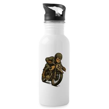Motorcycle Classic Cars - Water bottle with straw - white - Right