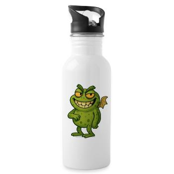 Flying Monster Frog - Water bottle with straw - white - Right