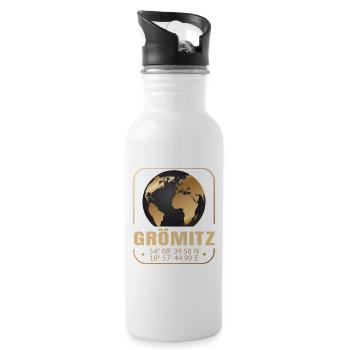 Grömitz - Trinkflasche mit integriertem Trinkhalm - Weiß - Rechts