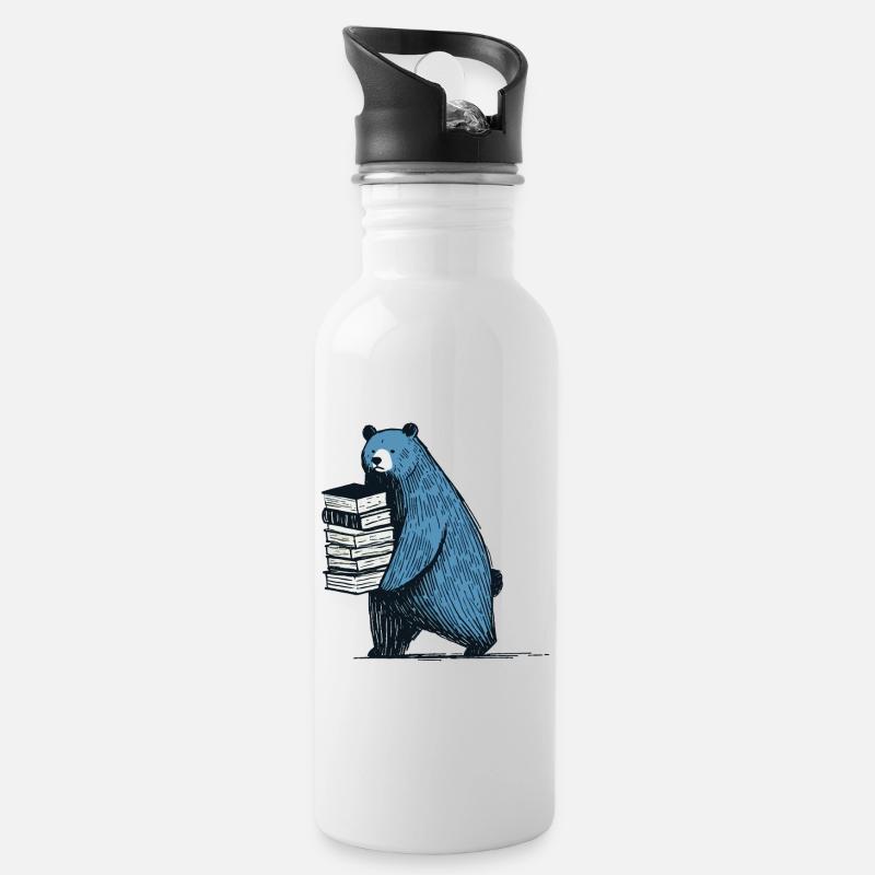 Bücher Leseratte Buchliebhaber Lustiges Buch - Trinkflasche mit integriertem Trinkhalm - Weiß